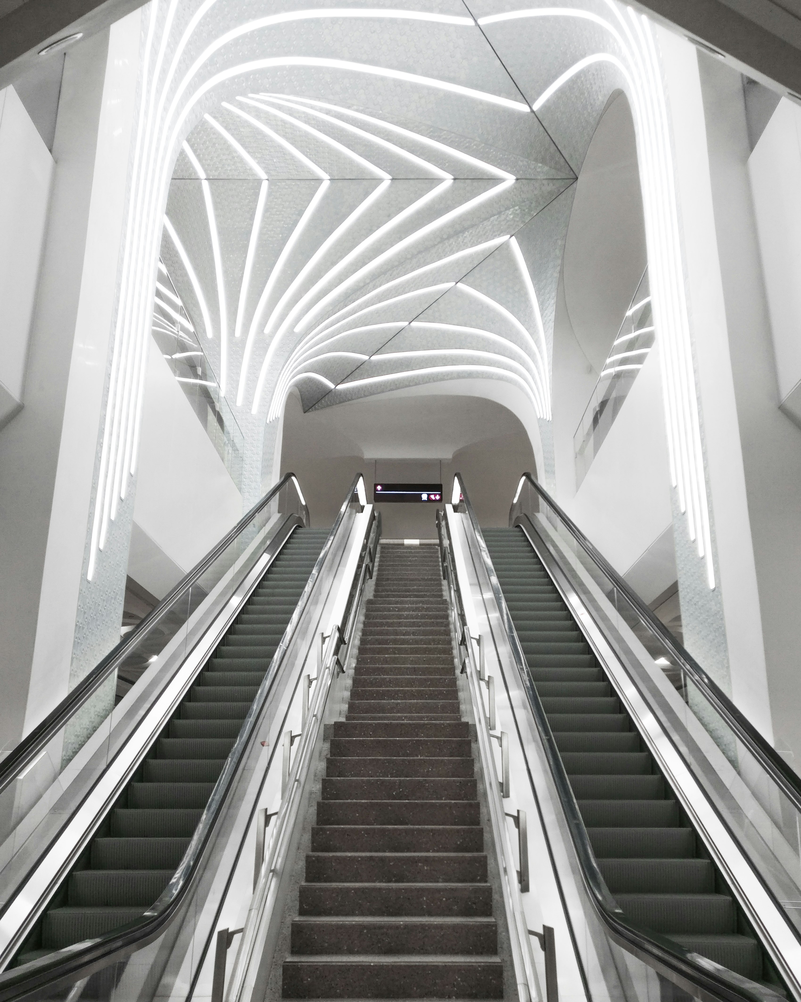 white and brown concrete staircase